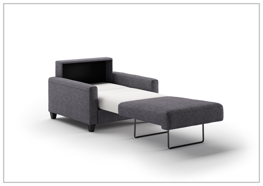 Luonto Nico Fabric Sleeper Sofa in All Sizes With Walnut or Chrome Leg Finish