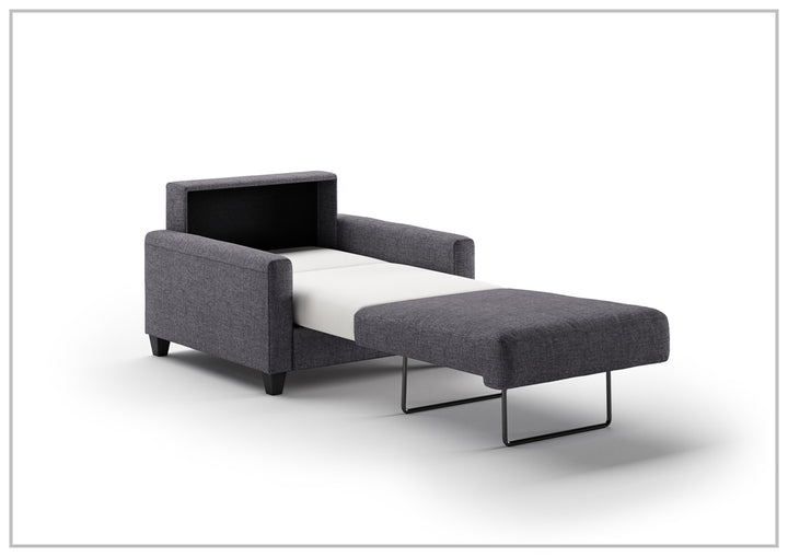 Luonto Nico Fabric Sleeper Sofa in All Sizes With Walnut or Chrome Leg Finish