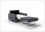 Luonto Nico Fabric Sleeper Sofa in All Sizes With Walnut or Chrome Leg Finish