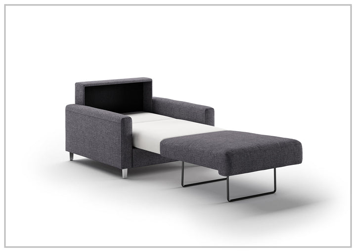 Luonto Nico Fabric Sleeper Chair Sofa With Nest Mechanism and Walnut or Chrome Leg option