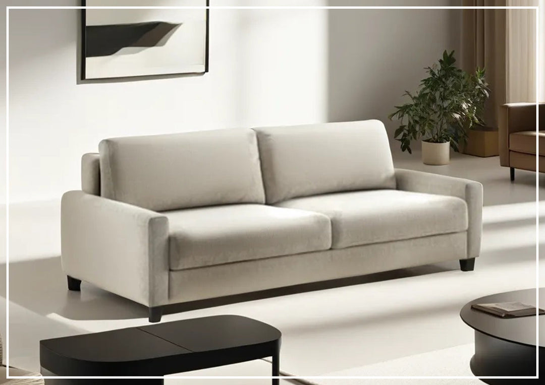 Nico Queen Sleeper Sofa With Nest Function and Walnut or Chrome Leg Finish