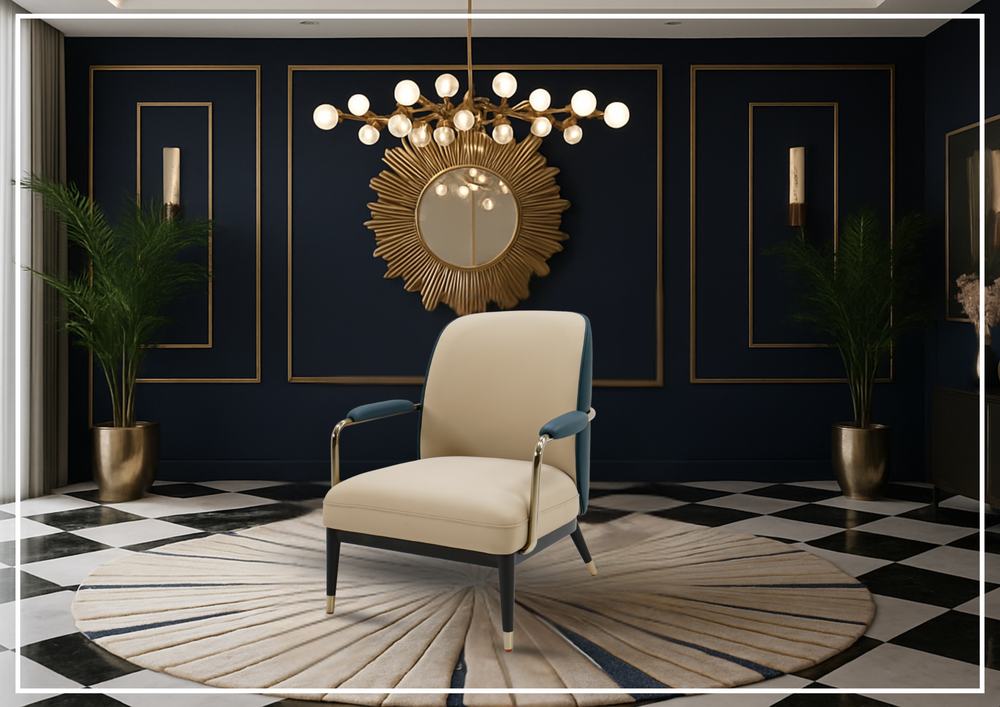 Klaussner Lusoria Leisure Leather Chair In Champagne Gold - SOFABED