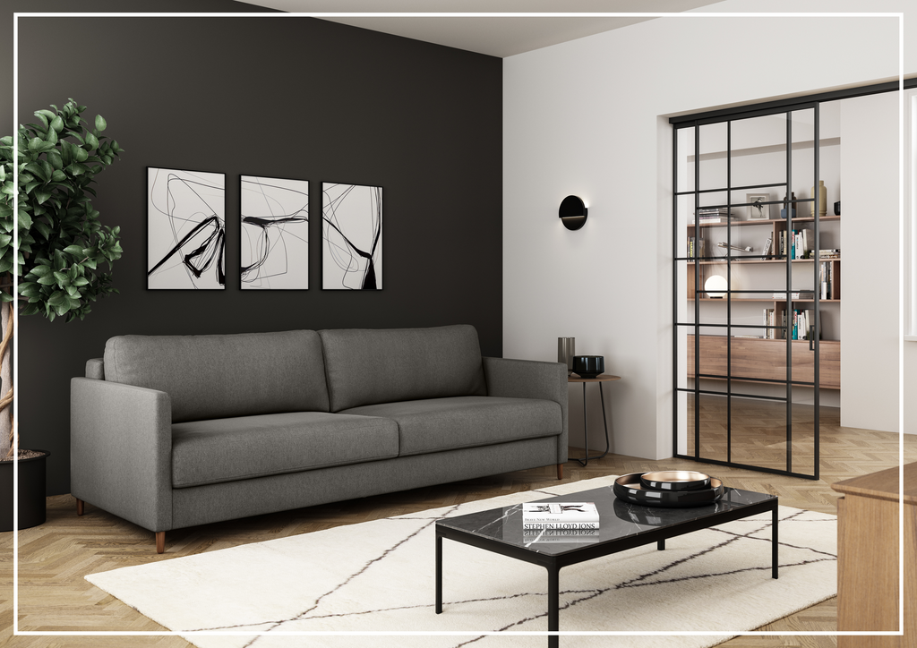 Luonto Elfin Fabric King Sleeper Sofa with Wood Legs