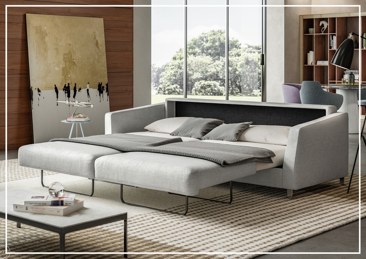 Luonto Monika Fabric King Sleeper Sofa Bed With Wood or Chrome Legs-SOFABED