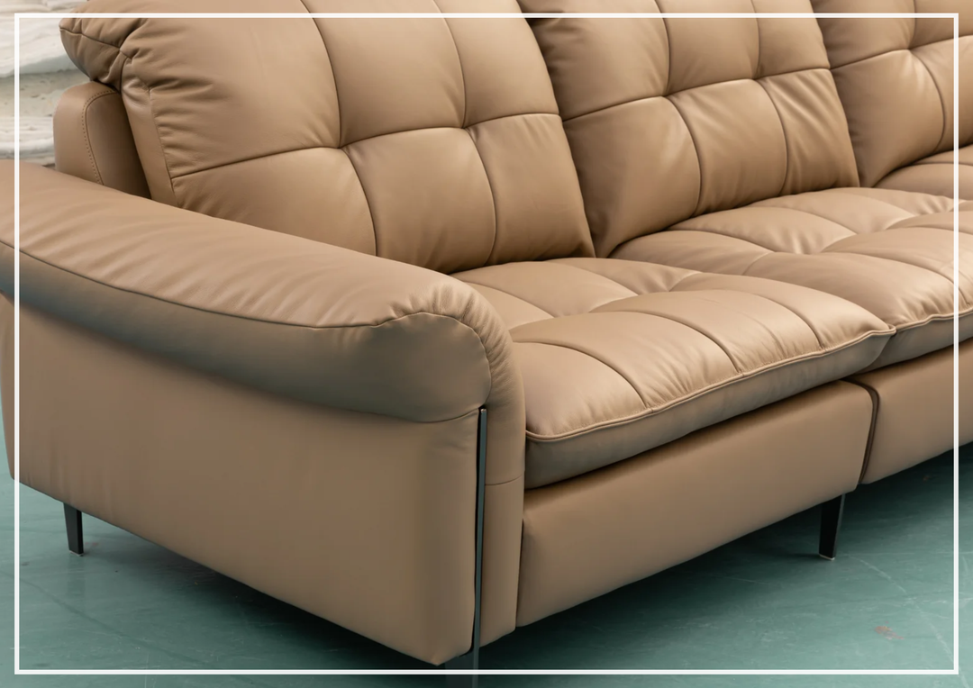 Klaussner Morbido Leather 3 Seater Sofa With Tufted Back - SOFABED