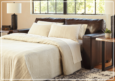 Mayan Queen Gray and Chocolate Leather Sleeper Sofa