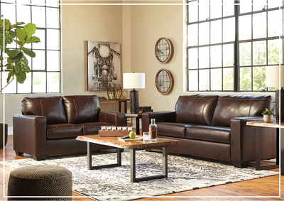 Mayan Queen Gray and Chocolate Leather Sleeper Sofa