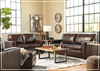 Mayan Queen Gray and Chocolate Leather Sleeper Sofa