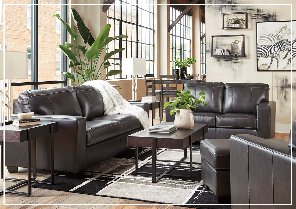 Mayan Queen Gray and Chocolate Leather Sleeper Sofa