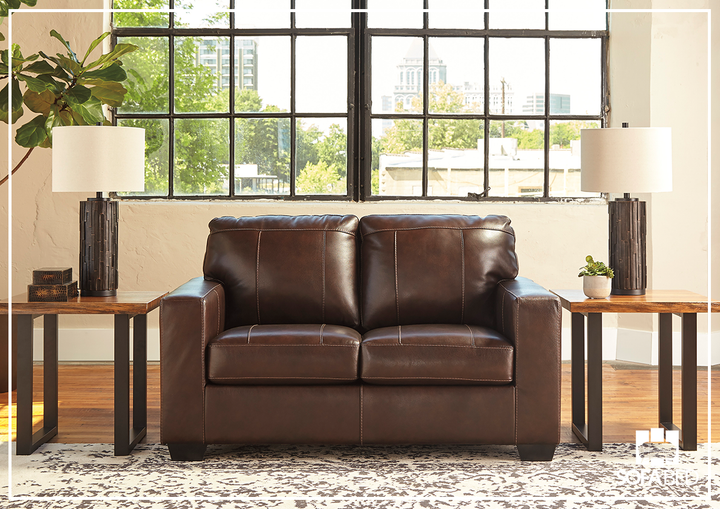 Mayan Series Leather Loveseat in Chocolate