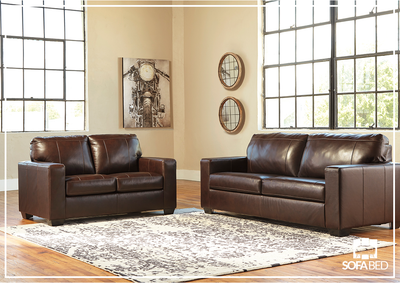 Mayan Series Leather Loveseat in Gray and Chocolate