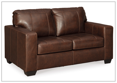 Mayan Series Leather Loveseat in Gray and Chocolate