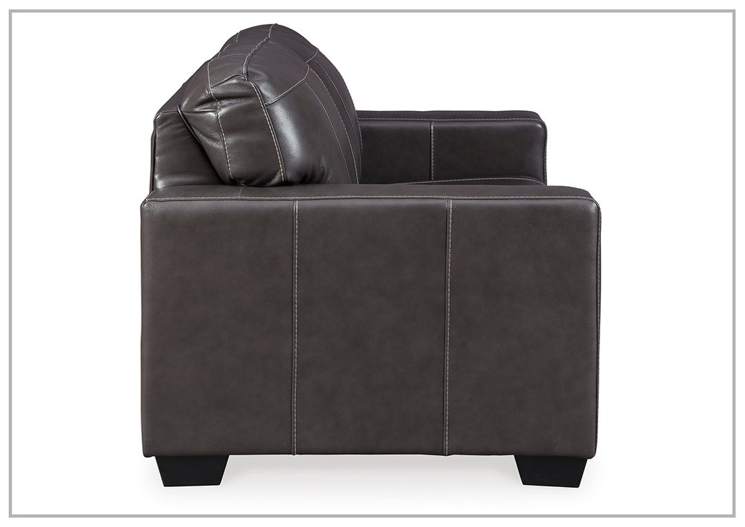 Mayan Series Leather Loveseat in Gray and Chocolate