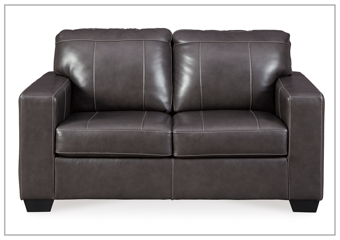 Mayan Series Leather Loveseat in Gray and Chocolate