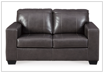 Mayan Series Leather Loveseat in Gray and Chocolate