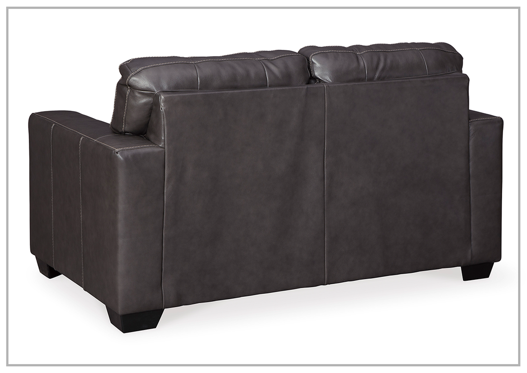Mayan Series Leather Loveseat in Gray and Chocolate