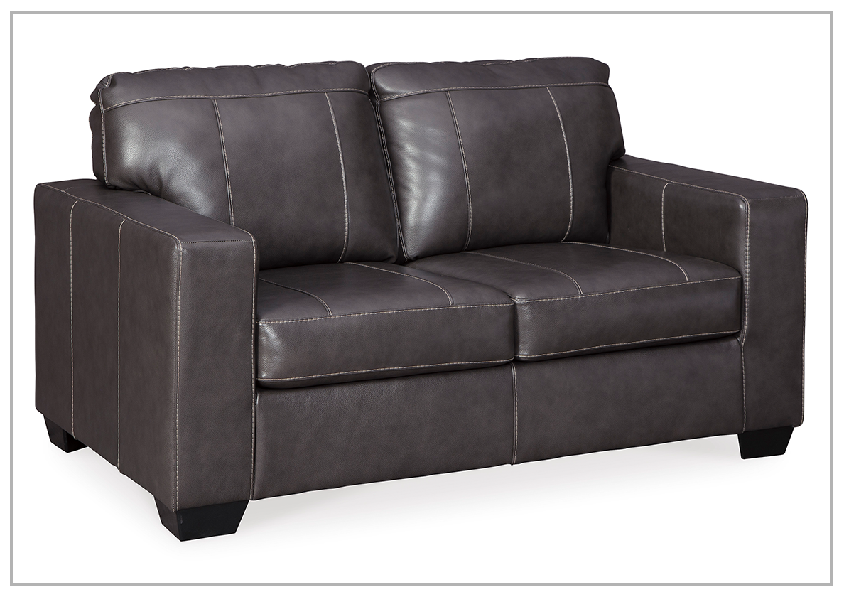 Mayan Series Leather Loveseat in Gray and Chocolate
