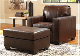 Mayan Series Leather Ottoman in Gray and Chocolate