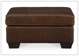 Mayan Series Leather Ottoman in Gray and Chocolate