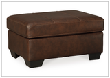 Mayan Series Leather Ottoman in Gray and Chocolate