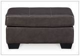 Mayan Series Leather Ottoman in Gray and Chocolate