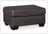 Mayan Series Leather Ottoman in Gray and Chocolate