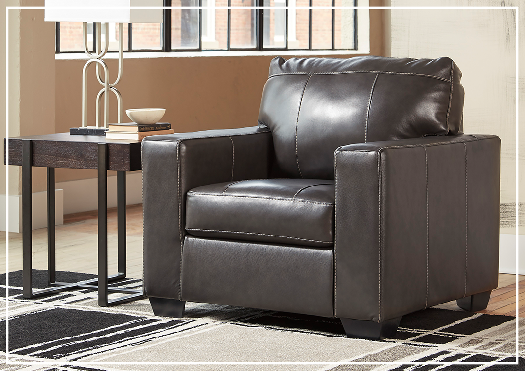 Gio Italia Mayan Series Leather Chair in Gray and Chocolate