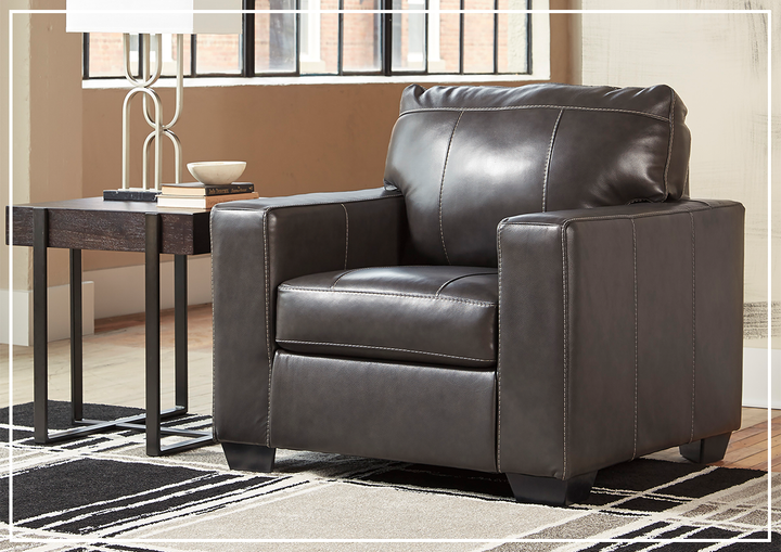 Gio Italia Mayan Series Leather Chair in Gray and Chocolate
