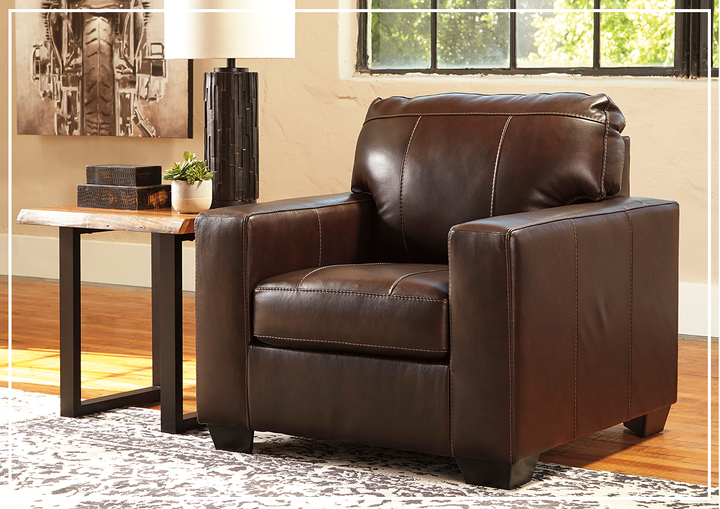 Gio Italia Mayan Series Leather Chair in Gray and Chocolate