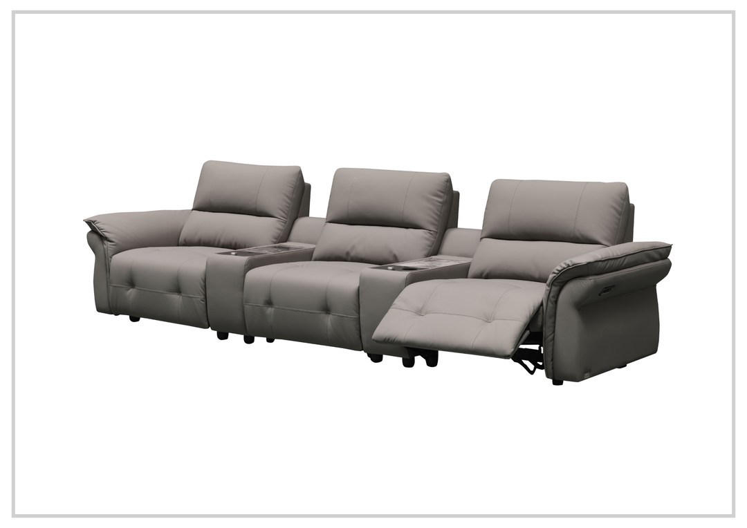 Klaussner Montaro Leather Motion Reclining Sofa with 2 Consoles