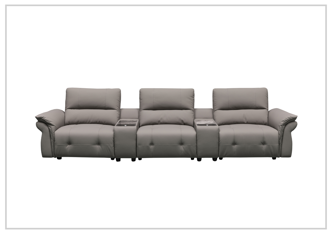 Klaussner Montaro Leather Motion Reclining Sofa with 2 Consoles
