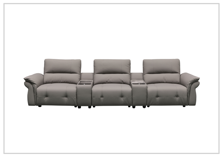 Klaussner Montaro Leather Motion Reclining Sofa with 2 Consoles