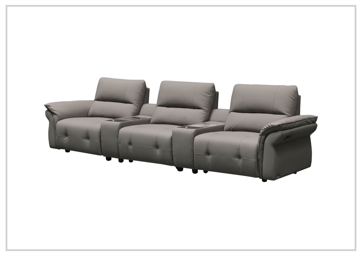 Klaussner Montaro Leather Motion Reclining Sofa with 2 Consoles