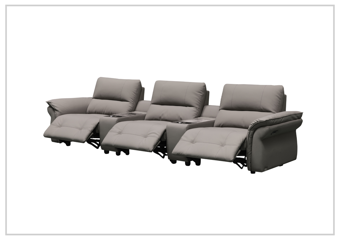 Klaussner Montaro Leather Motion Reclining Sofa with 2 Consoles