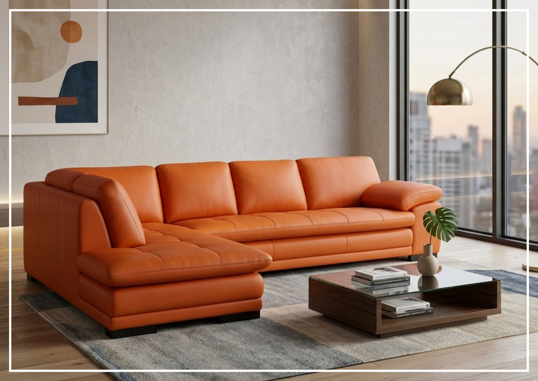 Gio Italia Vierra 4-Seater L-shaped Premium Leather Sectional