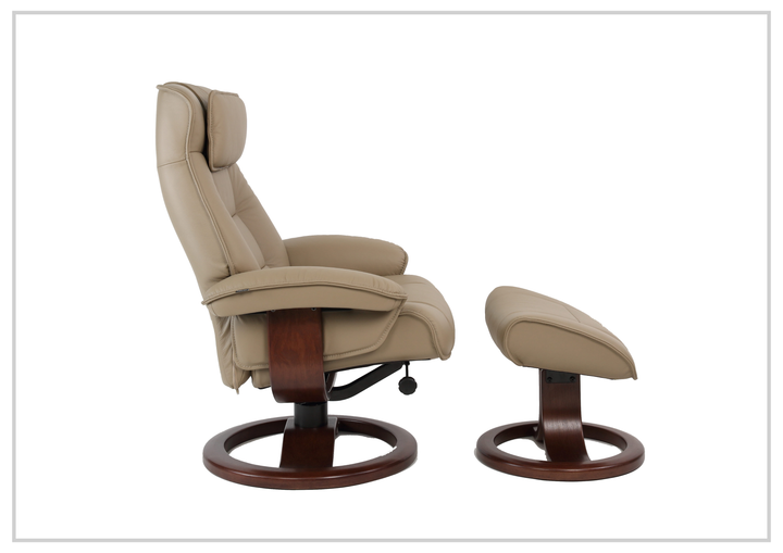 Fjords Mustang R Leather Swivel Recliner Chair with Foot Stool