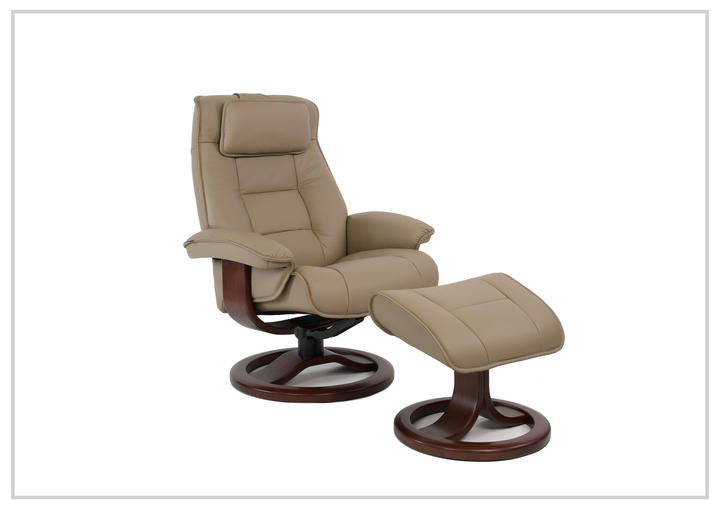 Fjords Mustang R Leather Swivel Recliner Chair with Foot Stool