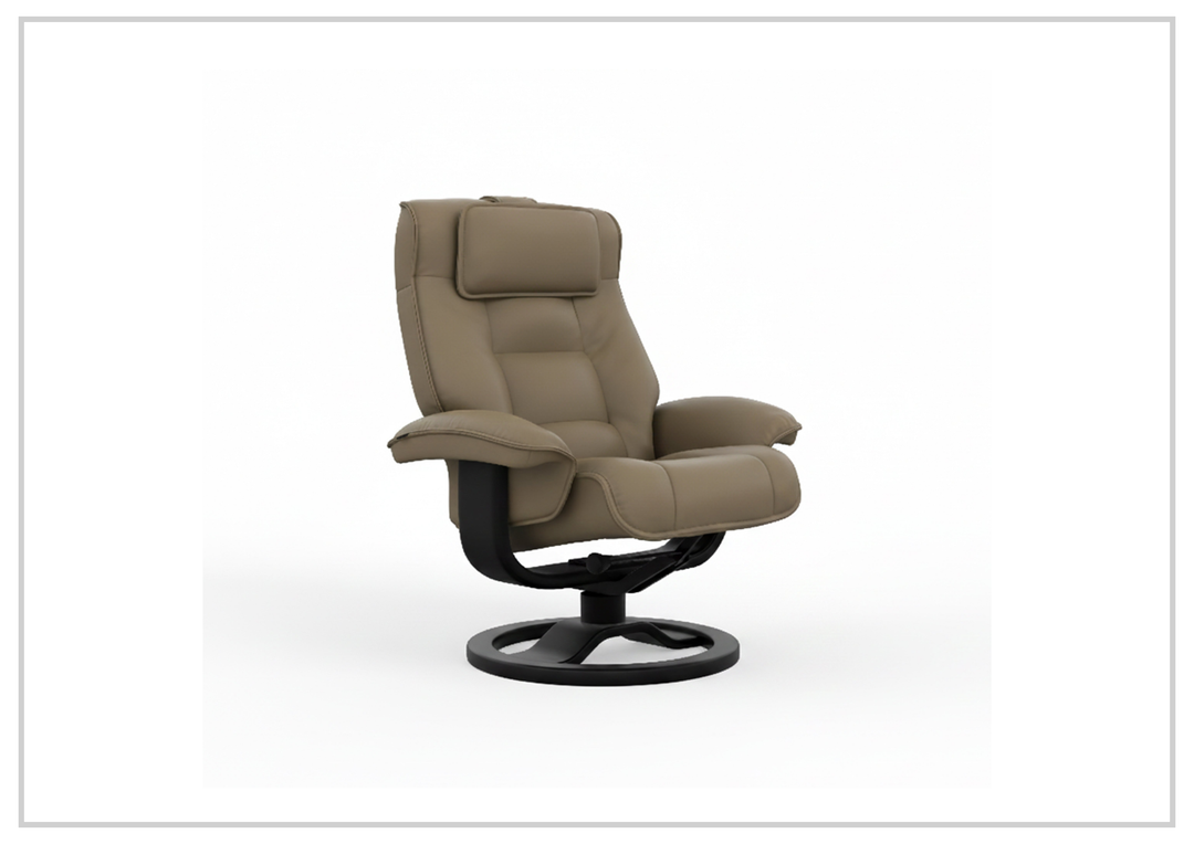 Fjords Mustang R Leather Swivel Recliner Chair with Foot Stool