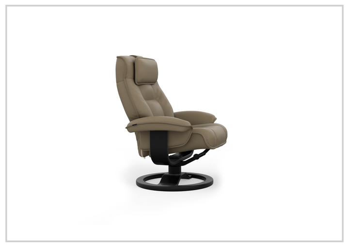 Fjords Mustang R Leather Swivel Recliner Chair with Foot Stool