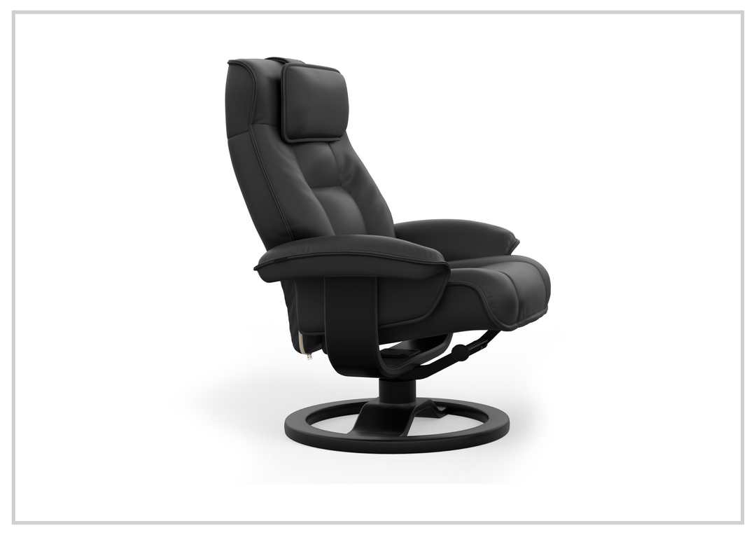 Fjords Mustang R Leather Swivel Recliner Chair with Foot Stool