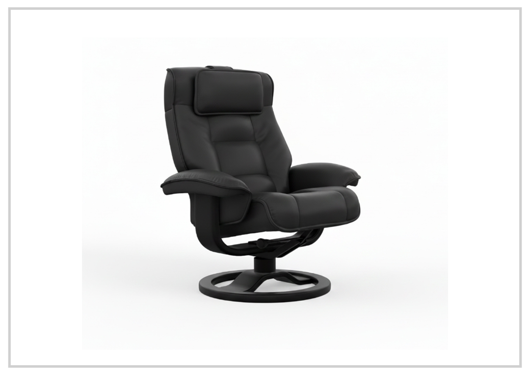 Fjords Mustang R Leather Swivel Recliner Chair with Foot Stool