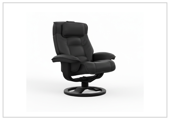 Fjords Mustang R Leather Swivel Recliner Chair with Foot Stool