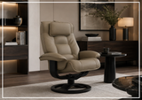 Fjords Mustang R Leather Swivel Recliner Chair with Foot Stool