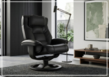 Fjords Mustang R Leather Swivel Recliner Chair with Foot Stool