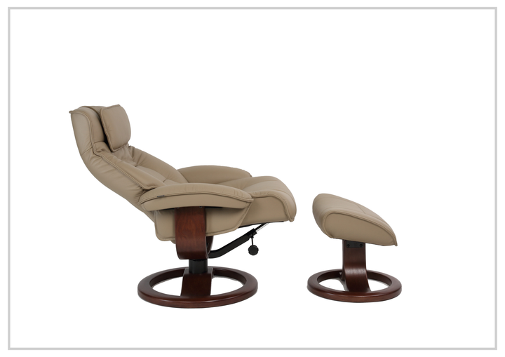 Fjords Mustang R Leather Swivel Recliner Chair with Foot Stool