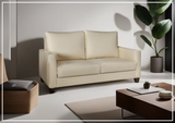 Nova Queen Leather Sleeper Sofa With Wood and Chrome Legs