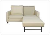 Nova Queen Leather Sleeper Sofa With Wood and Chrome Legs