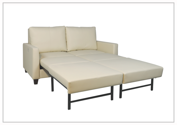 Nova Queen Leather Sleeper Sofa With Wood and Chrome Legs