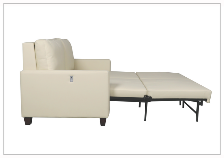 Gio Italia Nova Queen Leather Sleeper Sofa With Wood and Chrome Legs