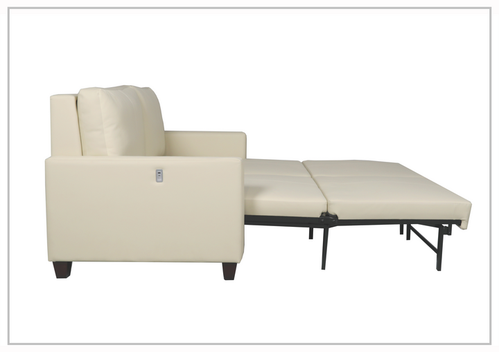 Nova Queen Leather Sleeper Sofa With Wood and Chrome Legs